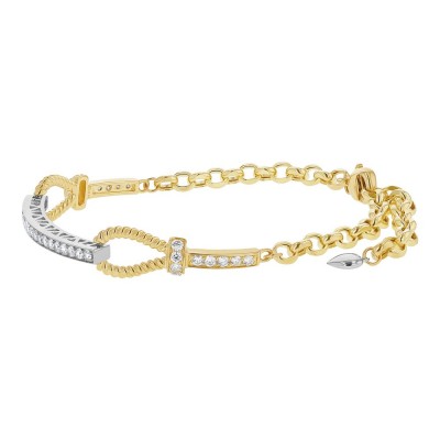 14K Two Tone Yellow and White Gold 1.0 carat Diamonds Adjustable Bar Bracelet