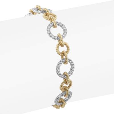 14K Two Tone Yellow and White Gold 5.50 carats Links Diamonds Bracelet