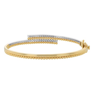 14K Yellow Gold 0.95 carats White Diamonds Hinged Bangle