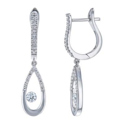 14K White Gold MIRAGIO Pear Shape Drop Diamond Earrings