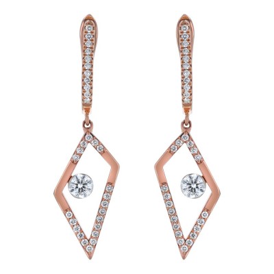 14K Rose Gold MIRAGIO Free Form Shape Drop Diamond Earrings