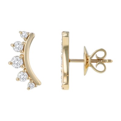 14K Yellow Gold 0.5 carat Round Diamonds Ear Climber Earrings