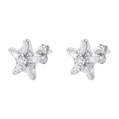 14K White Gold 1.0 carat Diamonds Star Shape Stud Earrings