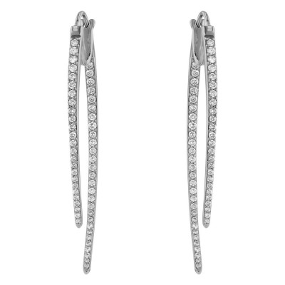 14K White Gold 1.0 carat Diamonds Inside-Out Shark Tooth Hoop Earrings