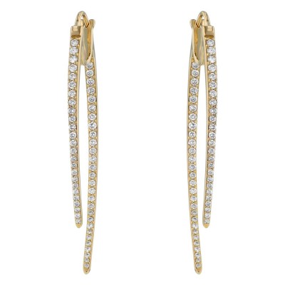 14K Yellow Gold 1.0 carat Diamonds Inside-Out Shark Tooth Hoop Earrings
