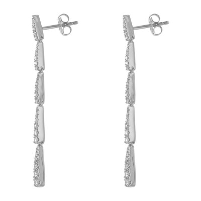 14K White Gold 0.55 carats Diamonds Graduated Dangling Sections Drop Earrings