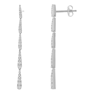 14K White Gold 0.55 carats Diamonds Graduated Drop Earrings