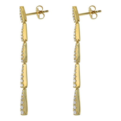 14K Yellow Gold 0.55 carats Diamonds Graduated Dangling Sections Drop Earrings