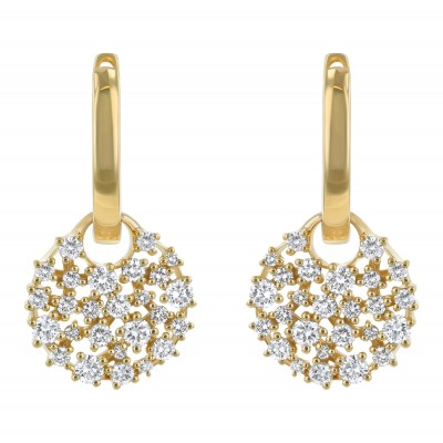14K Yellow Gold 1.0 carat White Diamonds Bouquet Drop Earrings