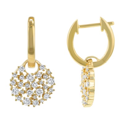 14K Yellow Gold 1.0 carat White Diamonds Bouquet Drop Earrings