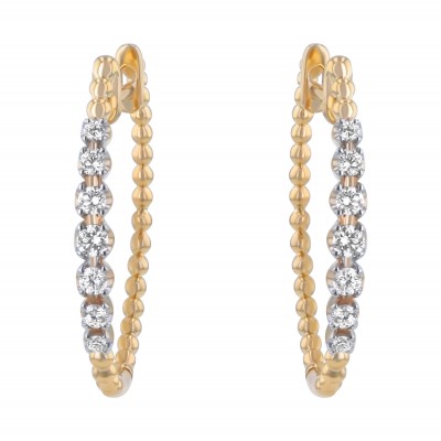 14K Yellow Gold 0.35 carat Prongs Diamonds Round Shape Hoop Earrings