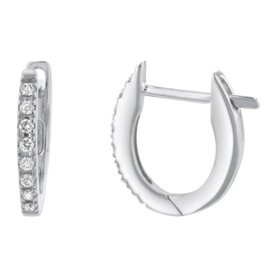 14K White Gold 0.15 carat Diamonds Huggies Earrings