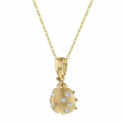 14K Yellow Gold 0.15 carat Diamonds Ladybug Pendant