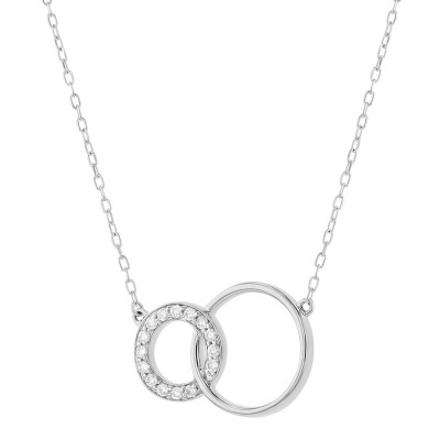 14K White Gold 0.25 carat Diamonds Entwined Circles Necklace
