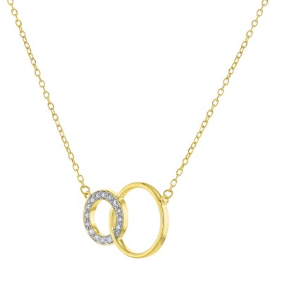 14K Yellow Gold 0.25 carat Diamonds Entwined Circles Necklace