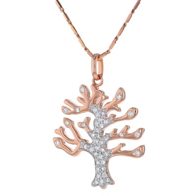 14K Rose Gold 0.25 carat Diamonds TREE OF LIFE Necklace