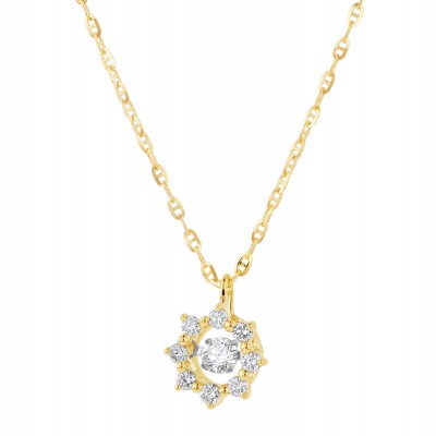 14K Yellow Gold 0.25 carat Dancing Diamond Star Necklace