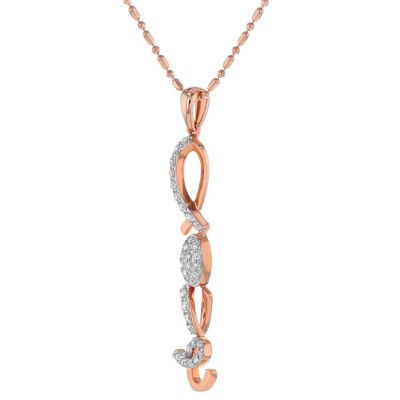 14K Rose Gold 0.25 carat Diamonds LOVE drop Necklace