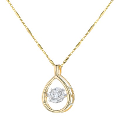 14K Yellow Gold 0.32 carat Fusion Dancing Diamonds Pear Shape Necklace