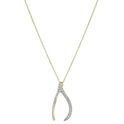 14K Yellow Gold 0.50 carat Diamonds WISHBONE Necklace