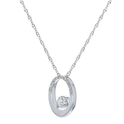 14K White Gold MIRAGIO Oval Shape Diamond Pendant