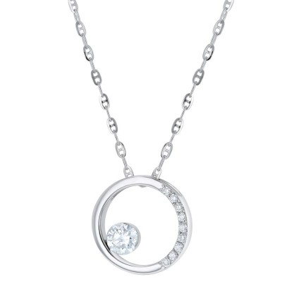 14K White Gold MIRAGIO Round Shape Diamond Pendant
