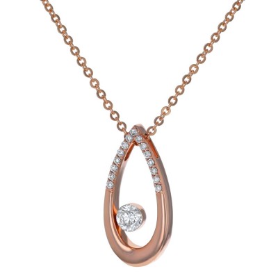 14K Rose Gold MIRAGIO Tear Drop Shape Diamond Pendant