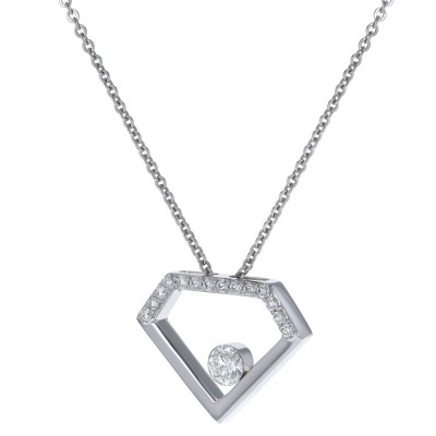 14K White Gold MIRAGIO Diamond Shape Diamond Pendant