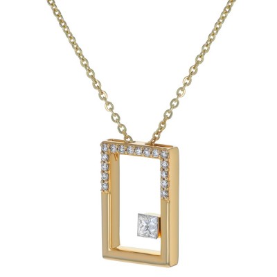 14K Yellow Gold MIRAGIO Rectangle Shape Diamond Pendant