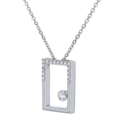 14K White Gold MIRAGIO Rectangle Shape Diamond Pendant