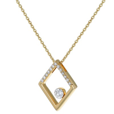 14K Yellow Gold MIRAGIO Rhombus Shape Diamond Pendant