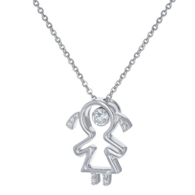14K White Gold MIRAGIO Girl Shape Diamond Pendant
