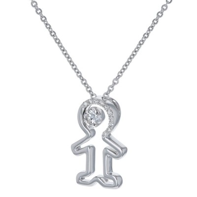 14K White Gold MIRAGIO Boy Shape Diamond Pendant