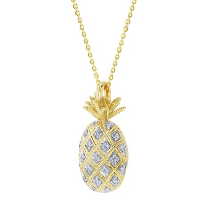 14K Yellow Gold 0.10 carat Diamonds Pineapple Pendant