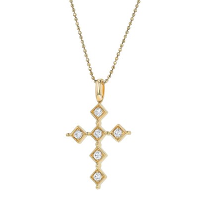 14K Yellow Gold 0.25 carat Diamonds Cross Pendant