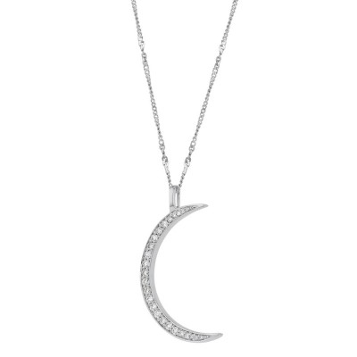 14K White Gold 0.33 carat Diamonds Crescent Moon Pendant