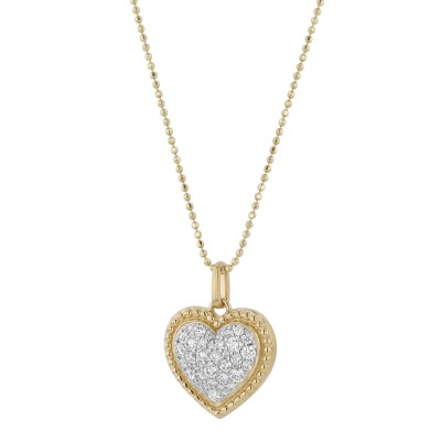 14K Yellow Gold 0.50 carat Diamonds Milgrain Heart Pendant