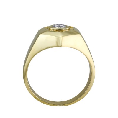 14K Yellow Gold 0.50 carat White Diamond Hexagon Ring