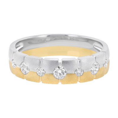 14K Two Tone Gold 0.45 carat White Diamond Band Ring