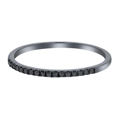 14K Gold 0.08 carat Black Diamonds Semi Eternity Band Ring