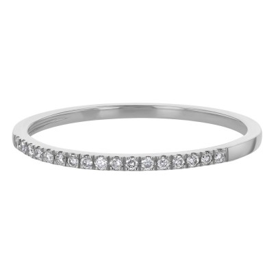 14K White Gold Dainty Diamond Band Ring