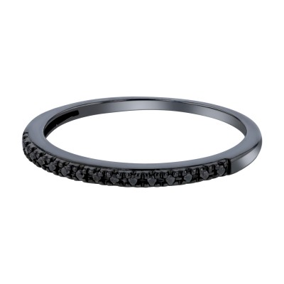 14K Gold 0.06 carat Black Diamonds Semi Eternity Band Ring