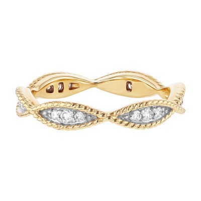 14K Yellow Gold 0.25 carat Diamonds Infinity Vintage Inspired Eternity Band Ring