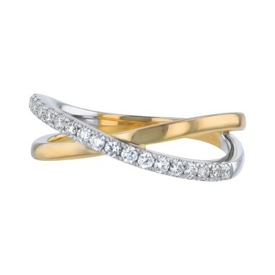 14K Two Tone Gold 0.24 carat Diamonds Crossover Ring