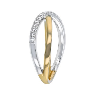 14K Two Tone Gold 0.24 carat Diamonds Crossover Ring