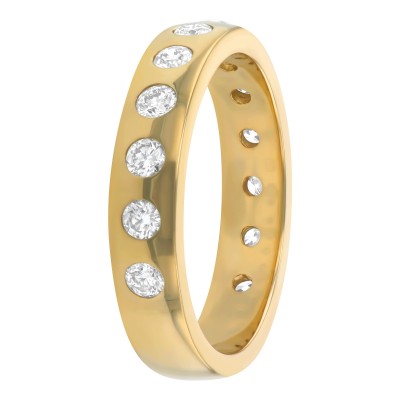 14K Yellow Gold 0.70 carat White Diamonds Band Ring with Polished Finish