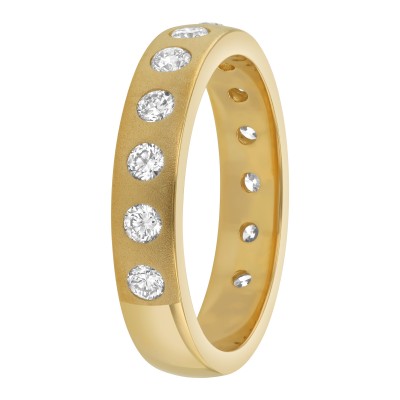 14K Yellow Gold 0.70 carat White Diamonds Band Ring with Satin Finish