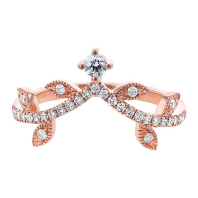 14K Rose Gold 0.3 carat Round Diamonds Floral Crown Ring