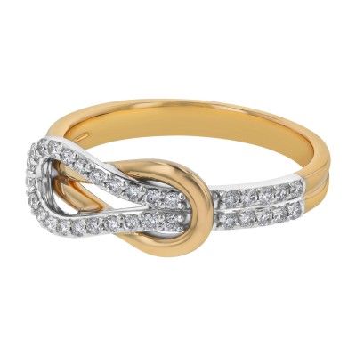 14K Two Tone Gold 0.25 carat Diamonds Love Knot Ring