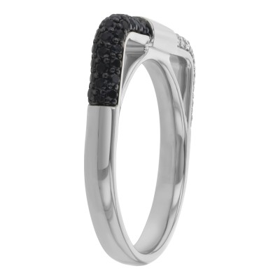 14K White Gold 0.50 carat Black and White Diamonds Tube Band Ring